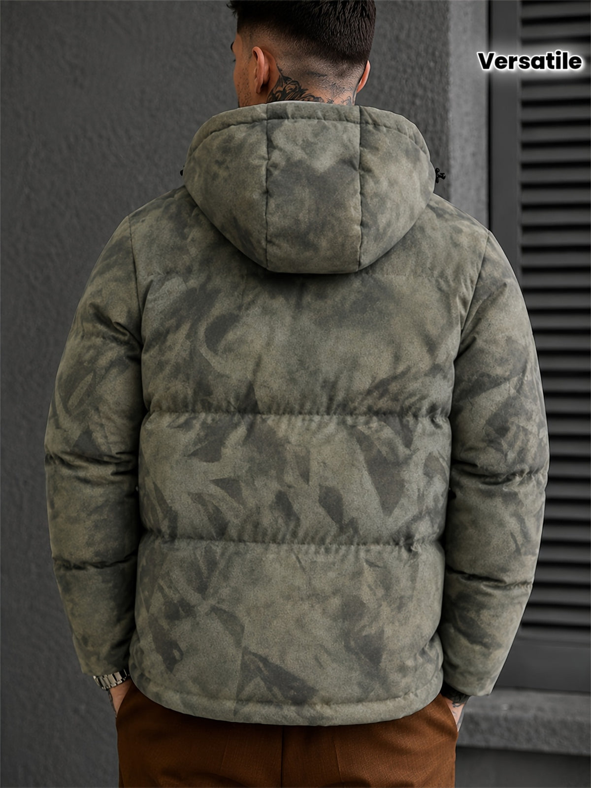 Veste pour homme, coupe-vent, à capuche, vert olive