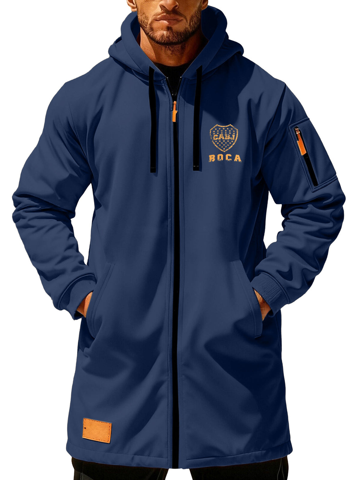 Manteau pour homme, à capuche, gris