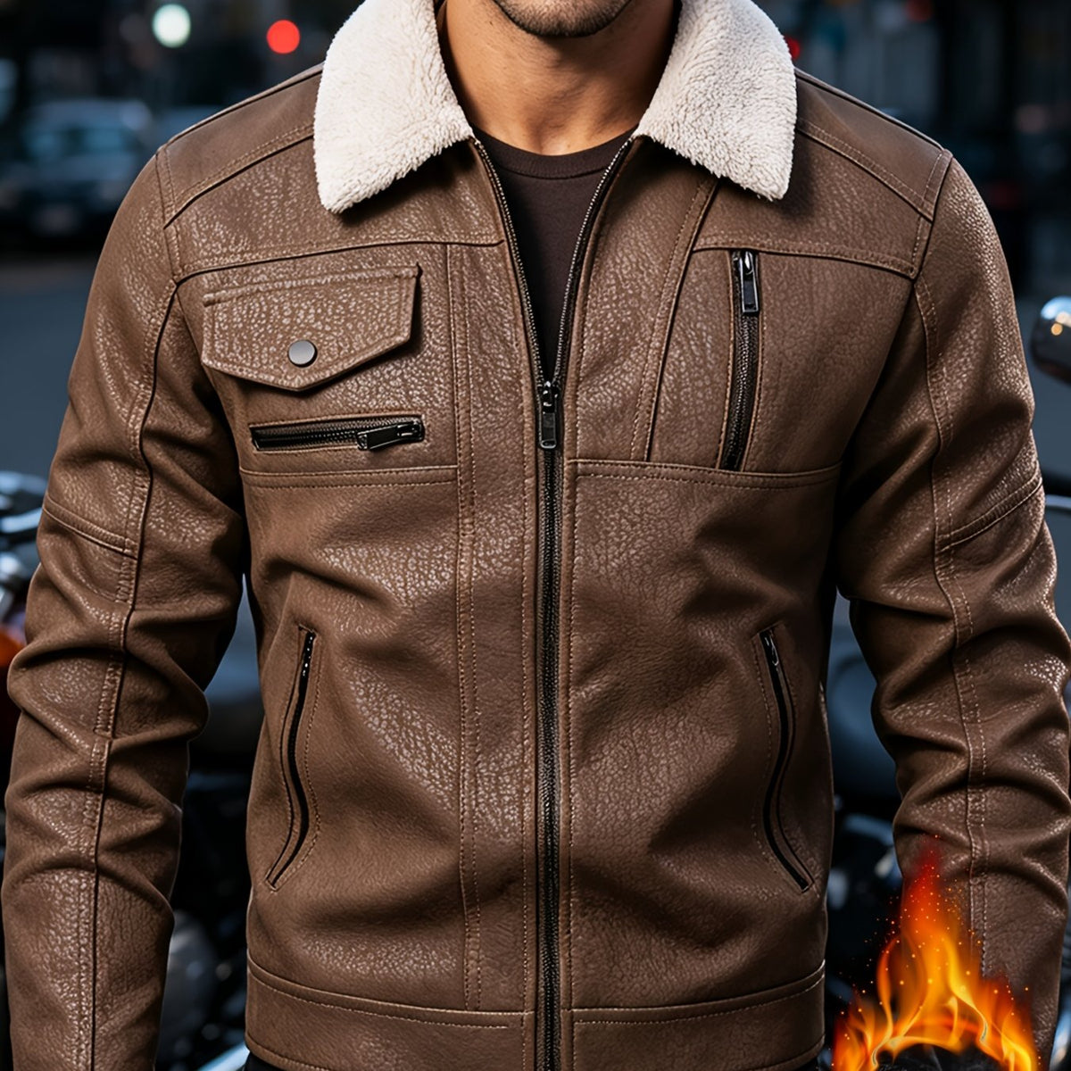Veste, coupe-vent, à revers, noir, coloris brun Image