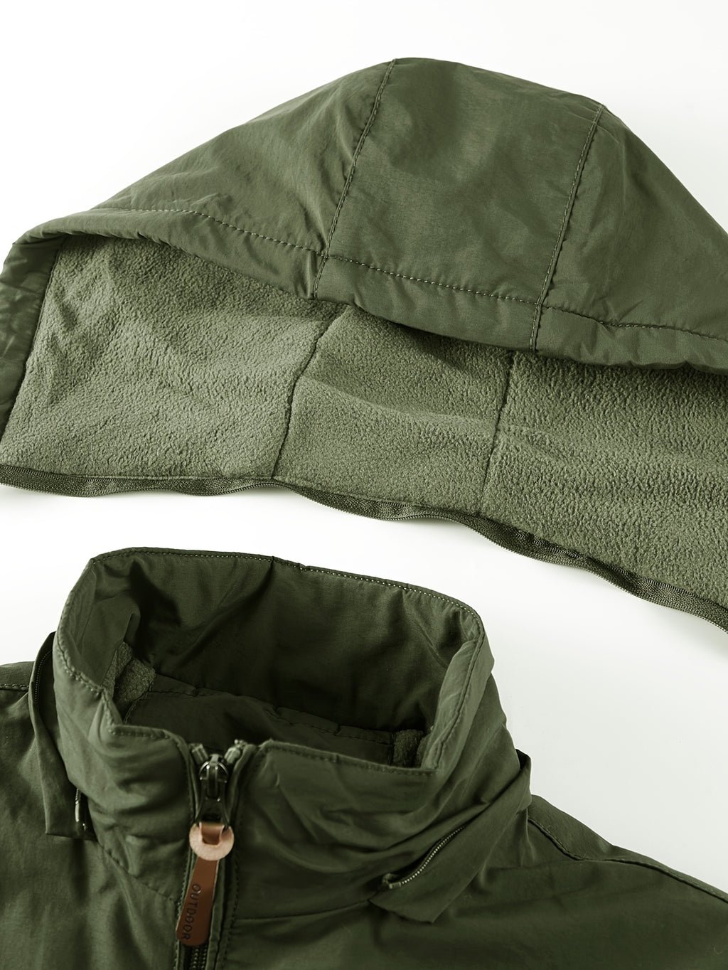 Veste pour homme, polaire, à capuche, vert olive