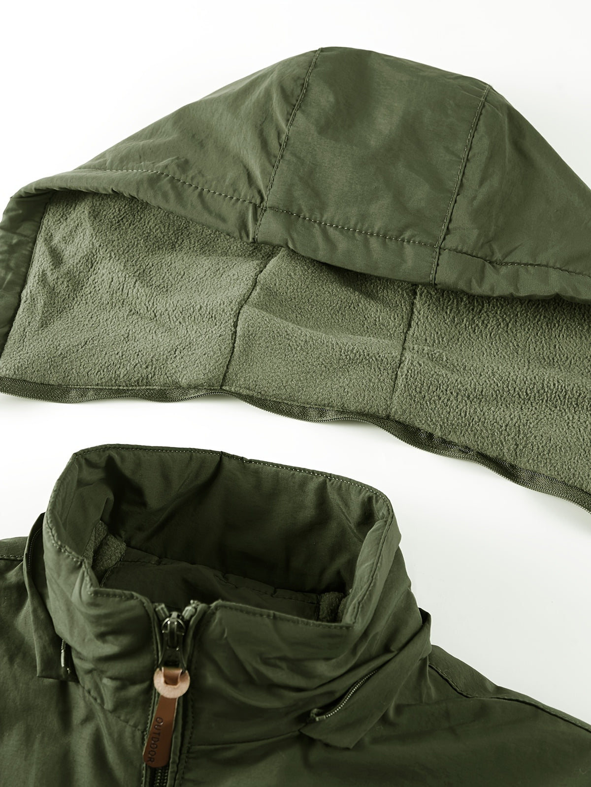 Veste pour homme, polaire, à capuche, vert olive