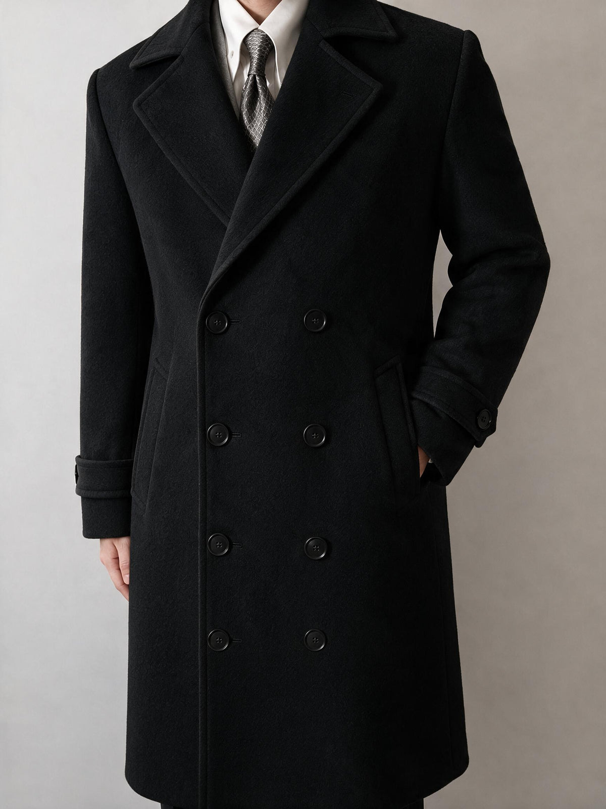 Manteau pour homme, à revers, bleu marine