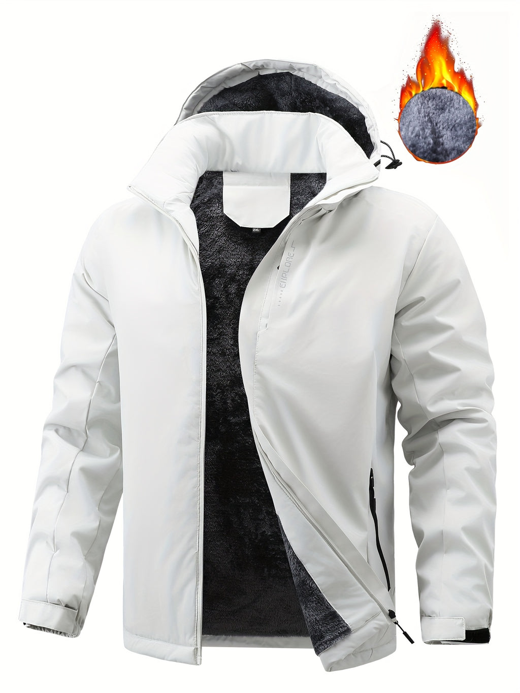 Veste pour homme, polaire, à capuche, col montant