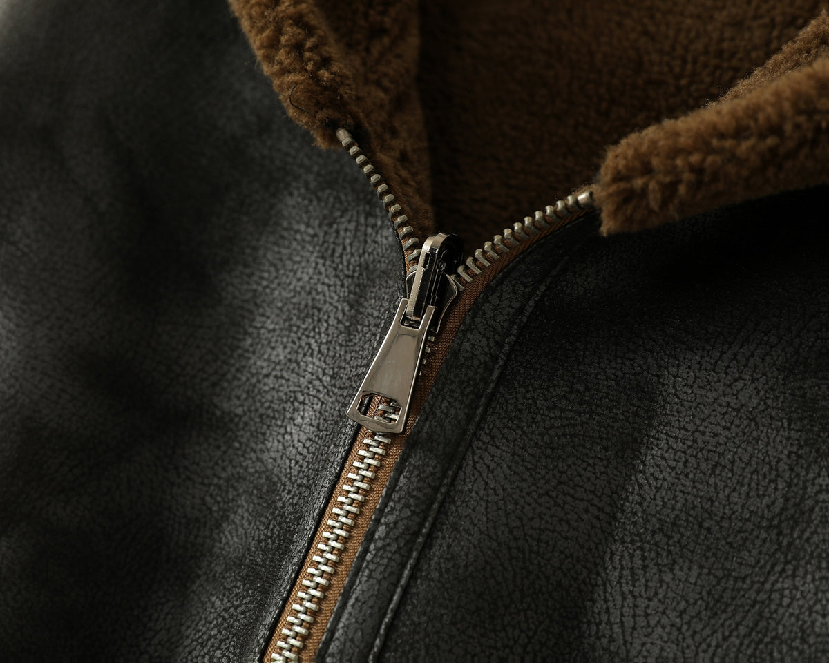 Veste en fausse fourrure long pour homme, réversible, à capuche