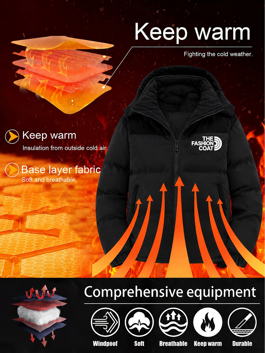 Veste pour homme, coupe-vent, à capuche, kaki