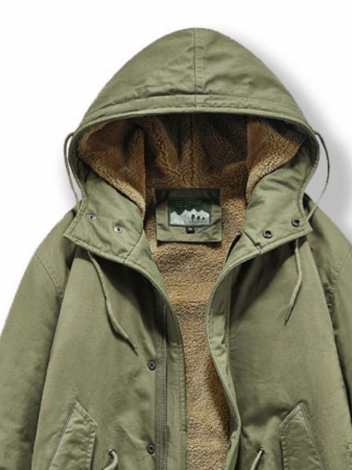 Manteau pour homme, polaire, à capuche, kaki