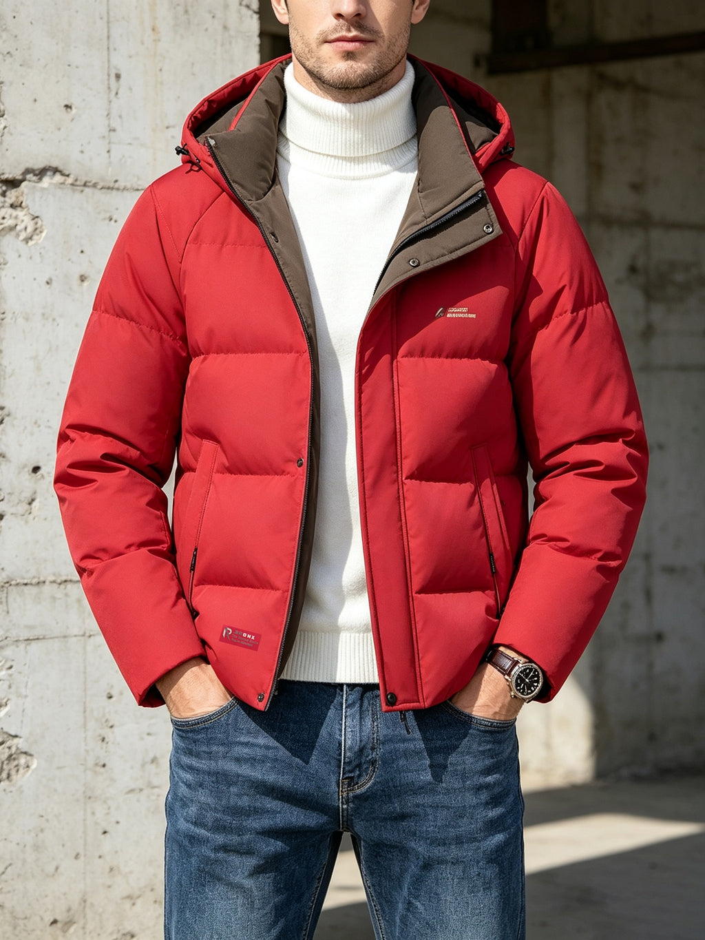 Manteau pour homme, coupe-vent, à capuche, bleu marine