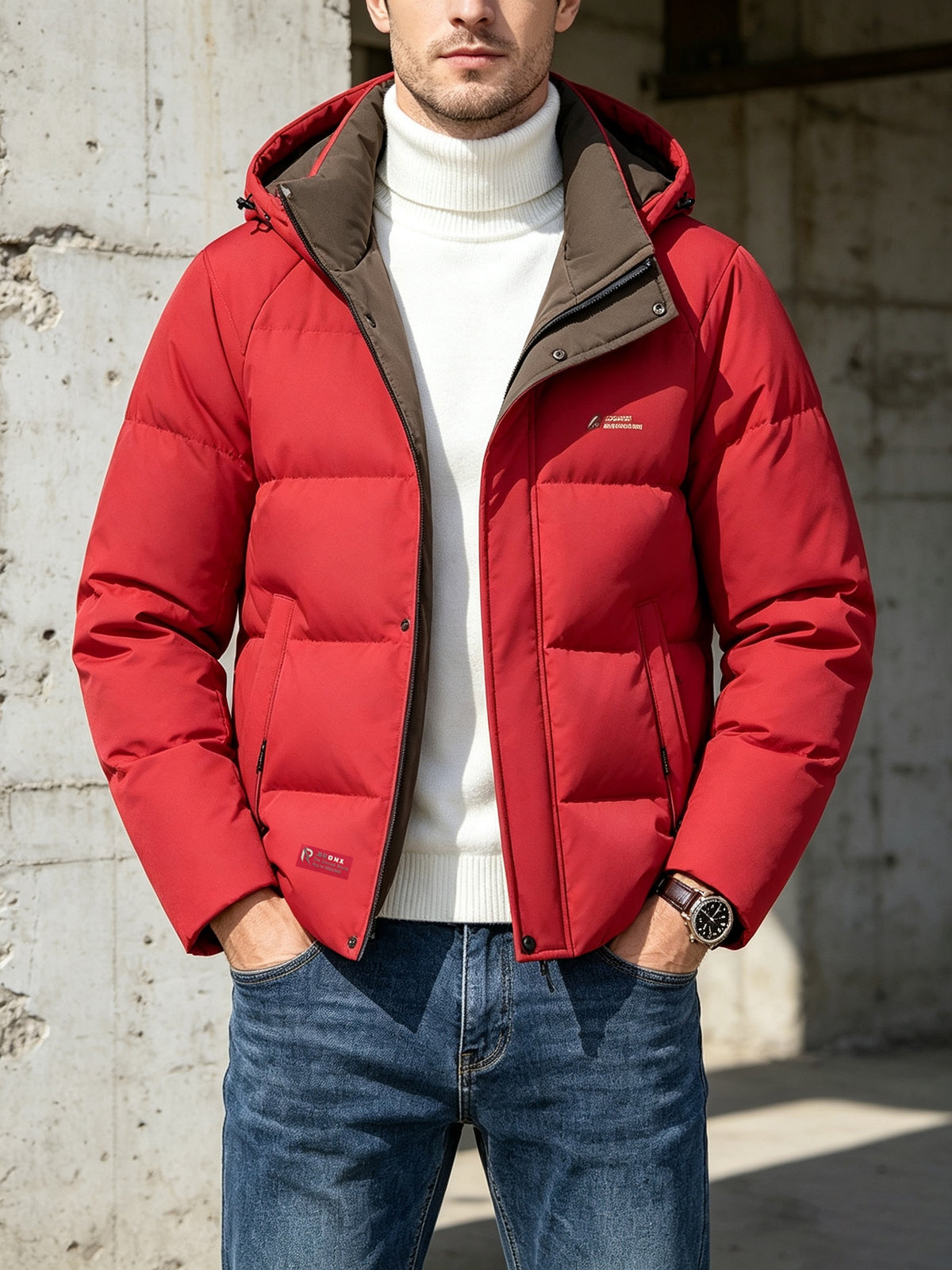 Manteau pour homme, coupe-vent, à capuche, bleu marine
