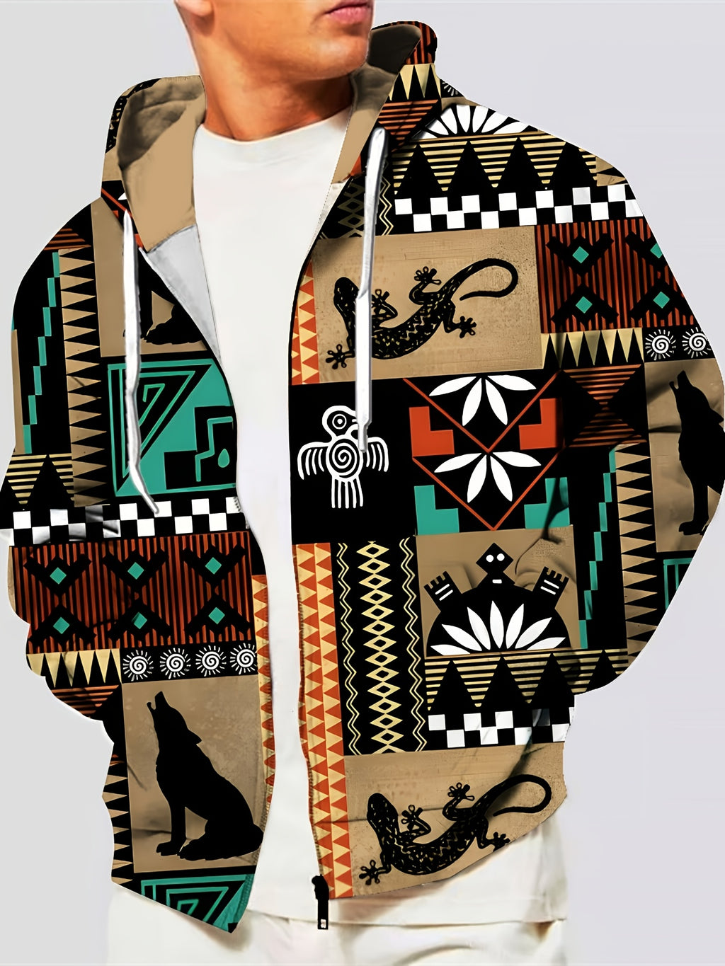 Veste pour homme, à capuche, couleurs mélangées