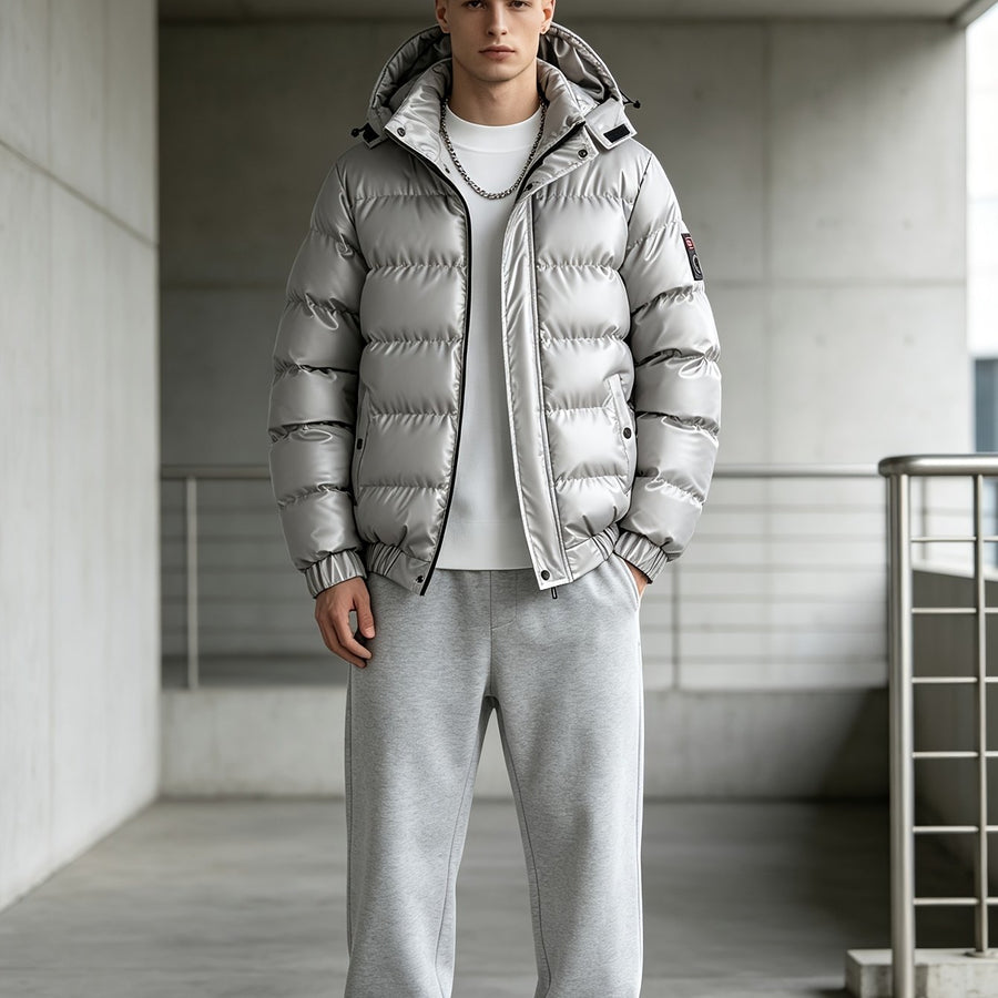 Veste, à capuche, gris argenté, coloris gris argenté