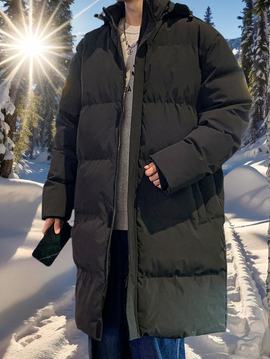 Manteau matelassé pour homme, à capuche, blanc ivoire