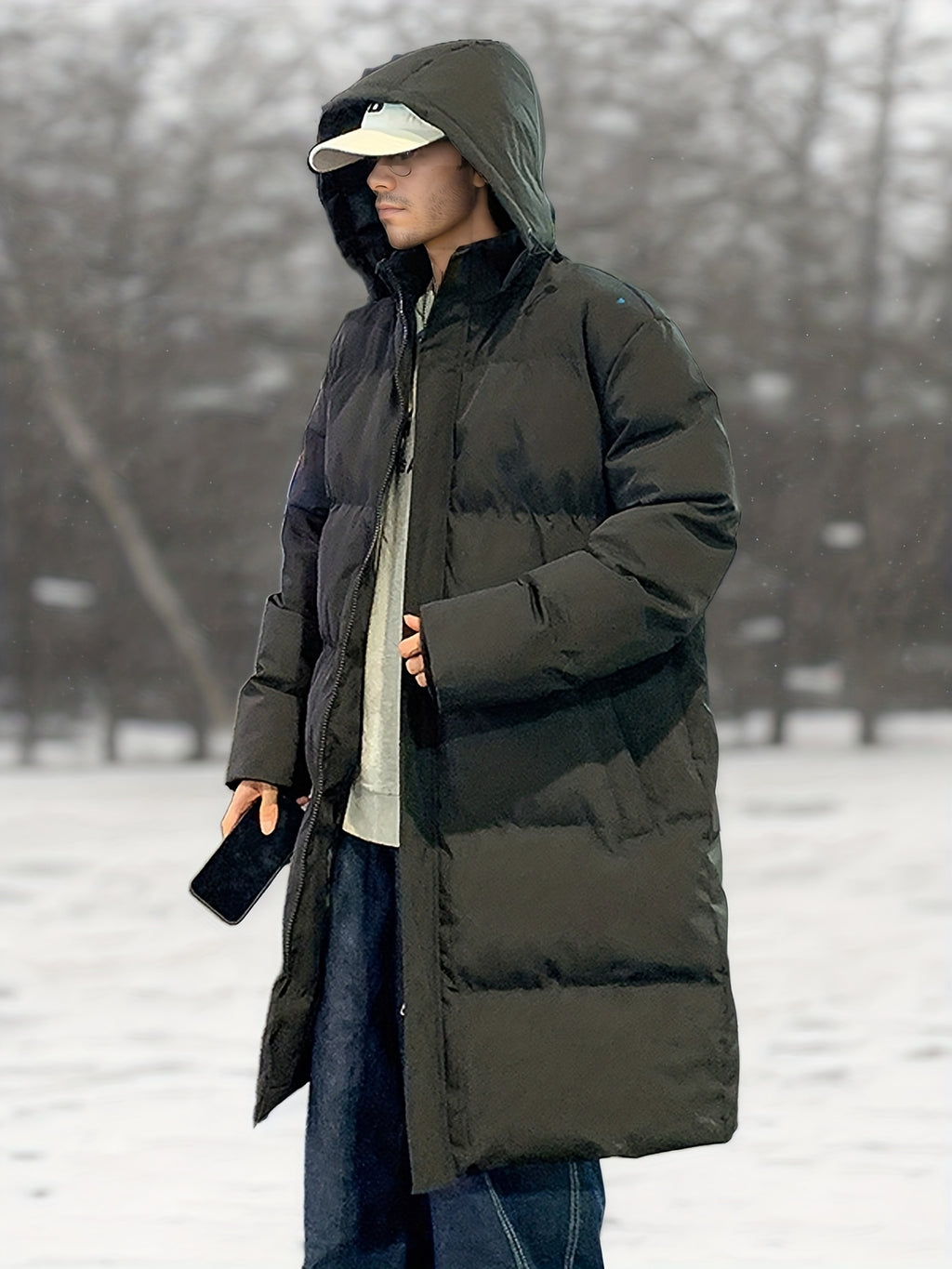 Manteau matelassé pour homme, à capuche, blanc