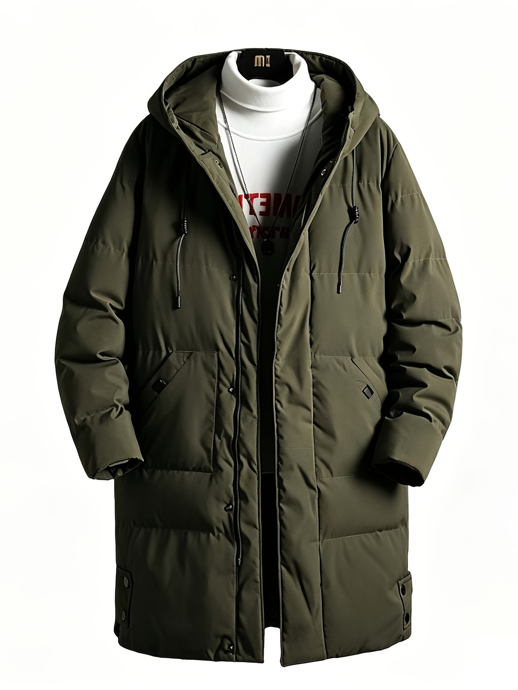 Manteau pour homme, à capuche, vert