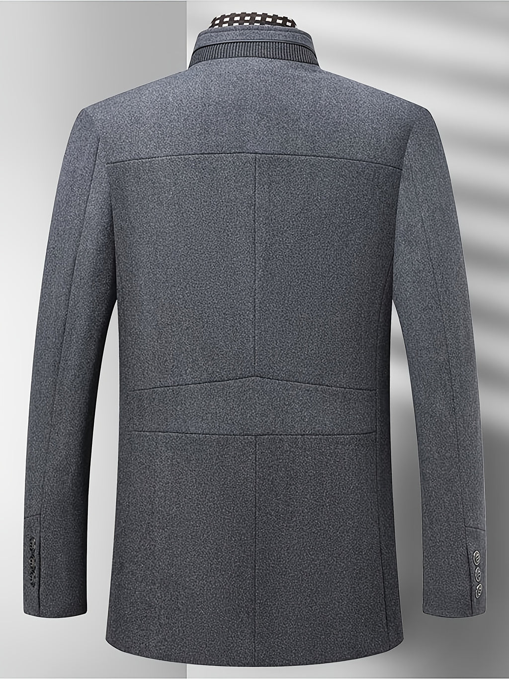 Manteau mi-long en tweed pour homme, 55 % laine, col montant