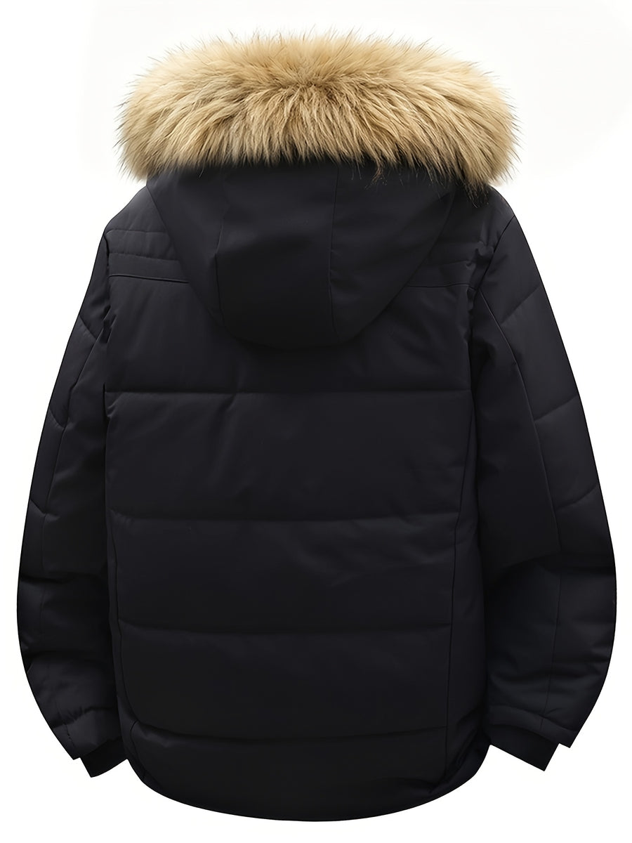 Veste matelassée, coupe-vent, à capuche, bleu marine, photo 4