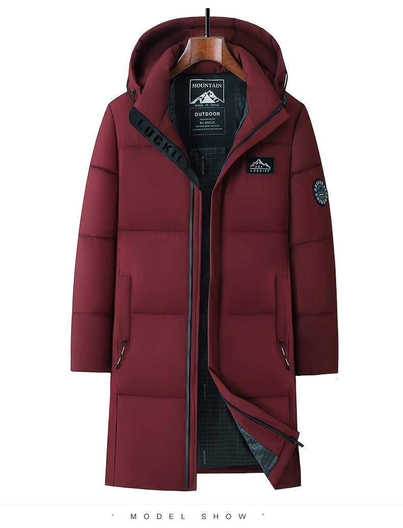 Manteau long, à capuche, noir