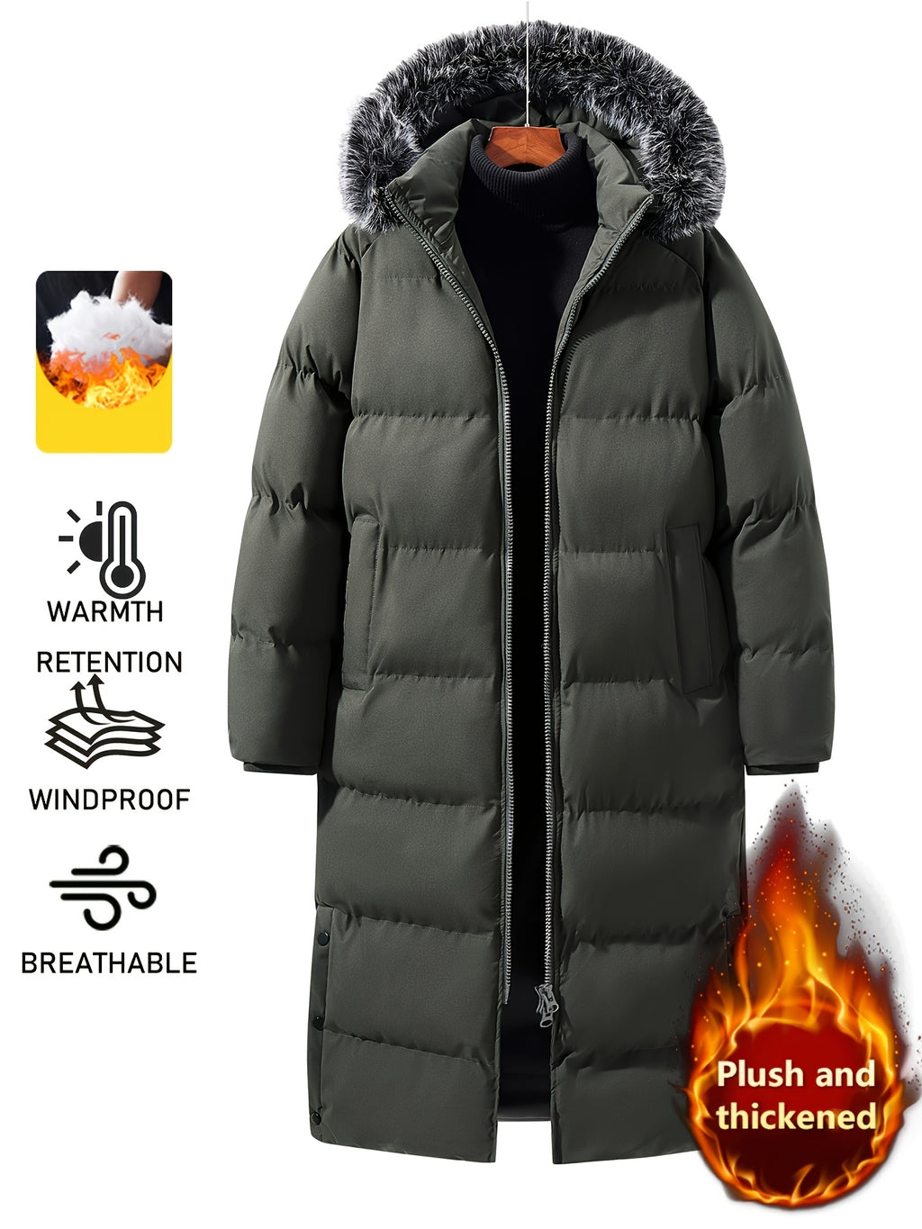Manteau long, coupe-vent, à capuche, photo 10