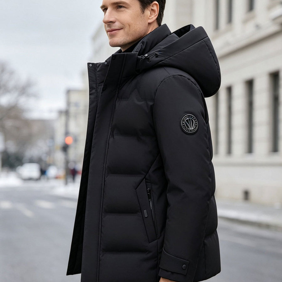 Veste matelassée, coupe-vent, à capuche, bleu vert, coloris noir
