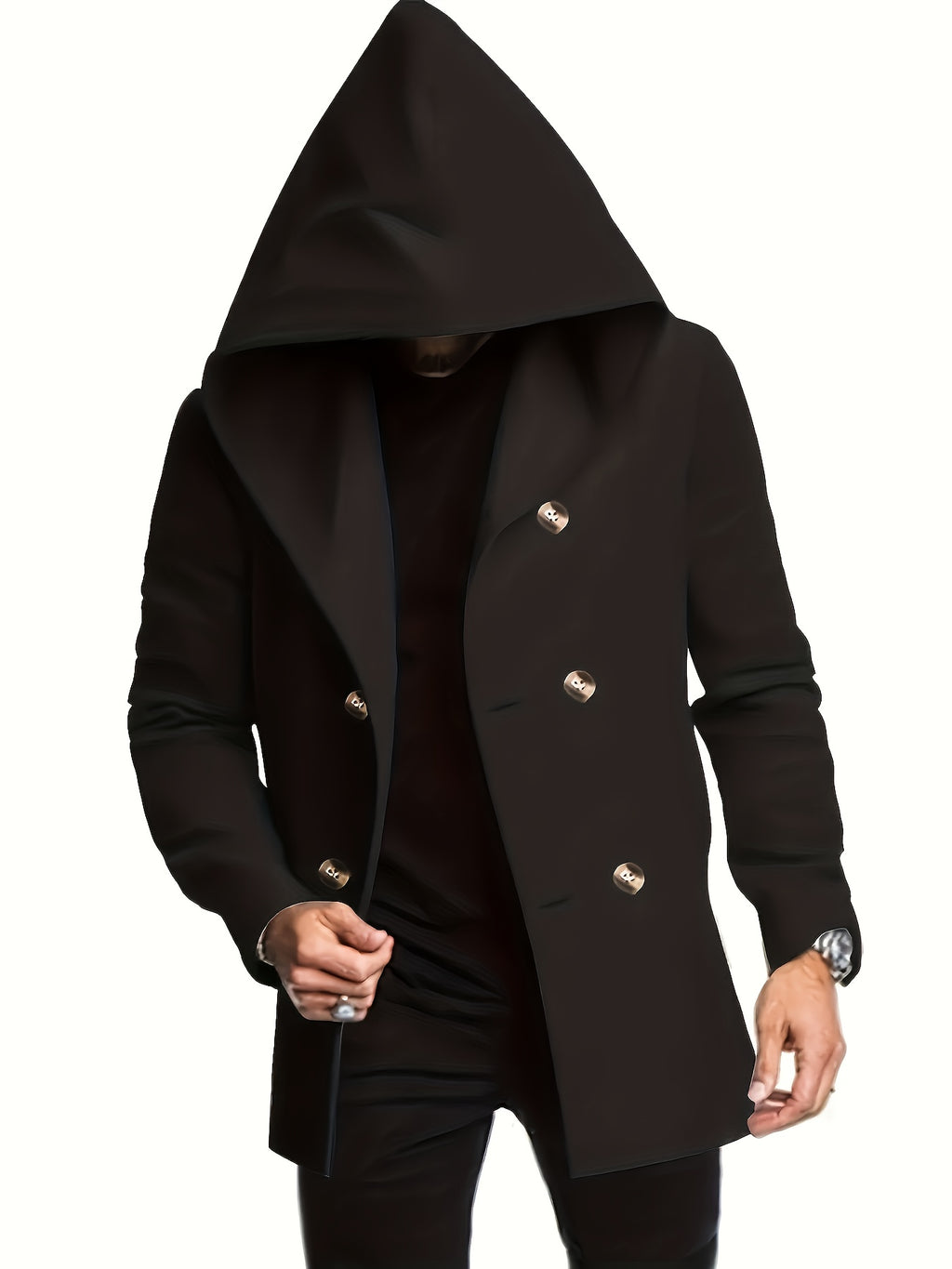 Manteau mi-long en tweed à capuche et double boutonnage, photo 5