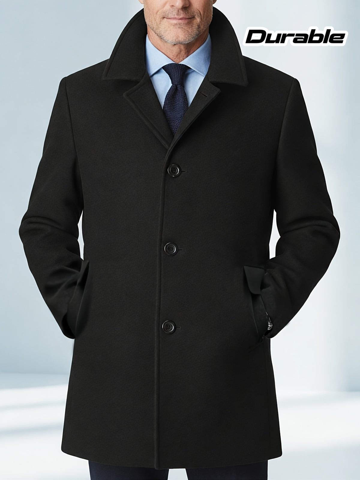 Manteau mi-long pour homme, à revers