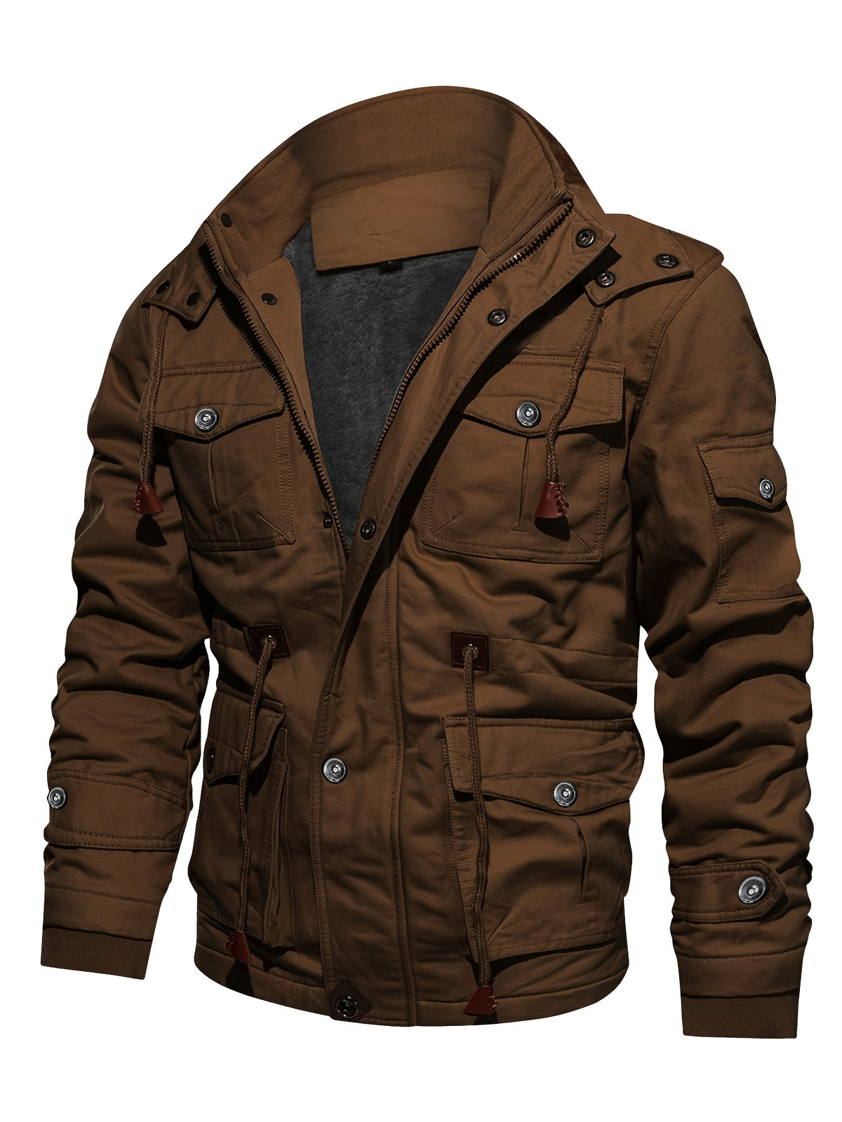 Veste pour homme, coupe-vent, à col montant, kaki