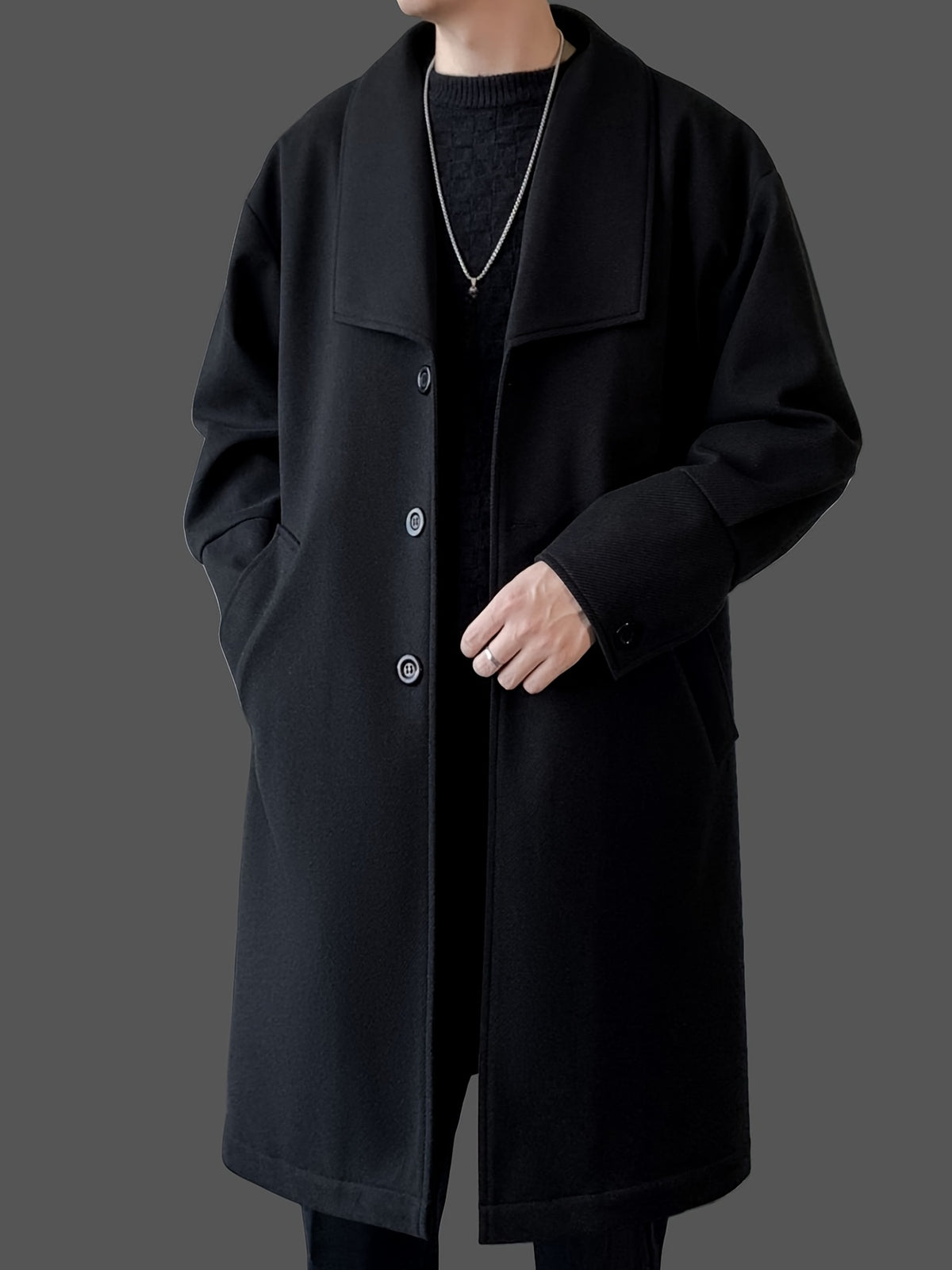 Manteau long pour homme, à revers, abricot