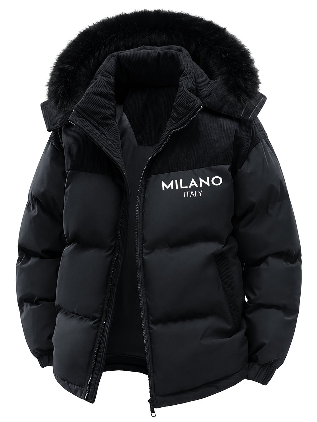 Manteau en fausse fourrure pour homme, imperméable, à capuche