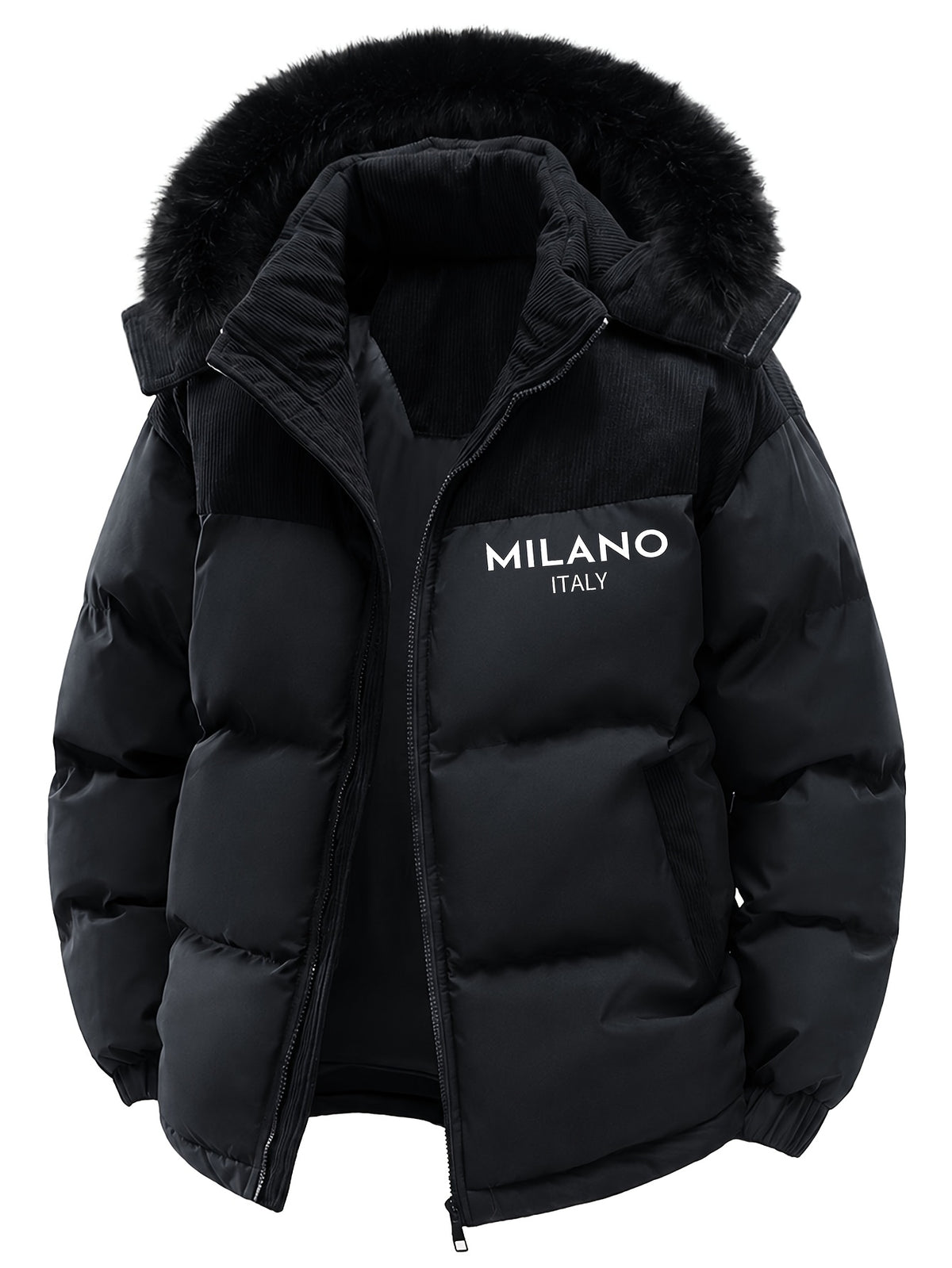 Manteau en fausse fourrure pour homme, imperméable, à capuche