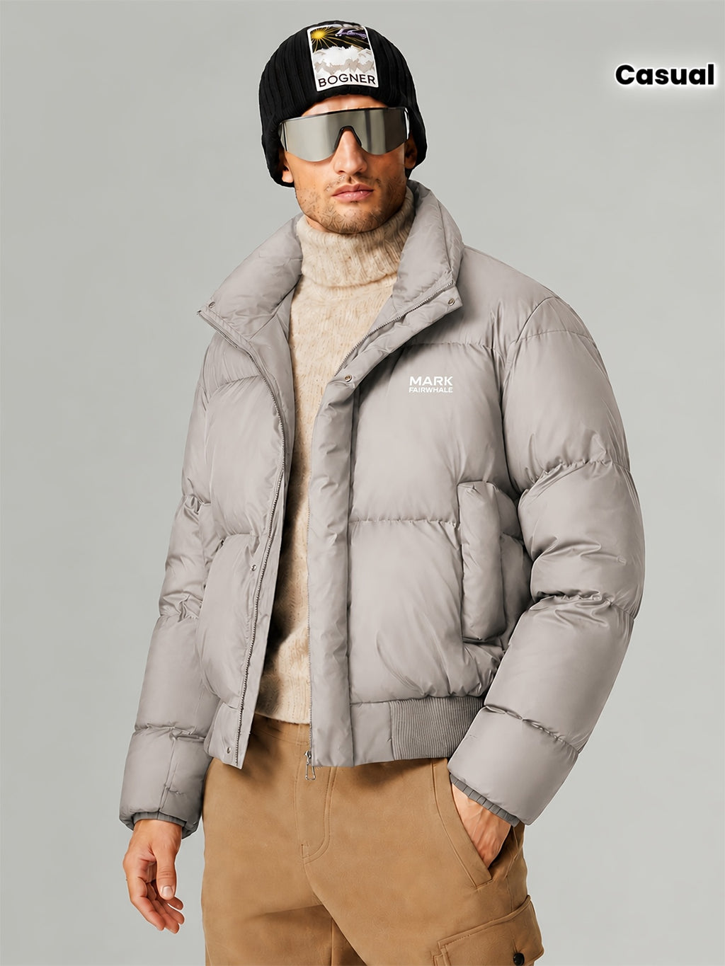 Veste matelassée pour homme, coupe-vent, à revers, noir