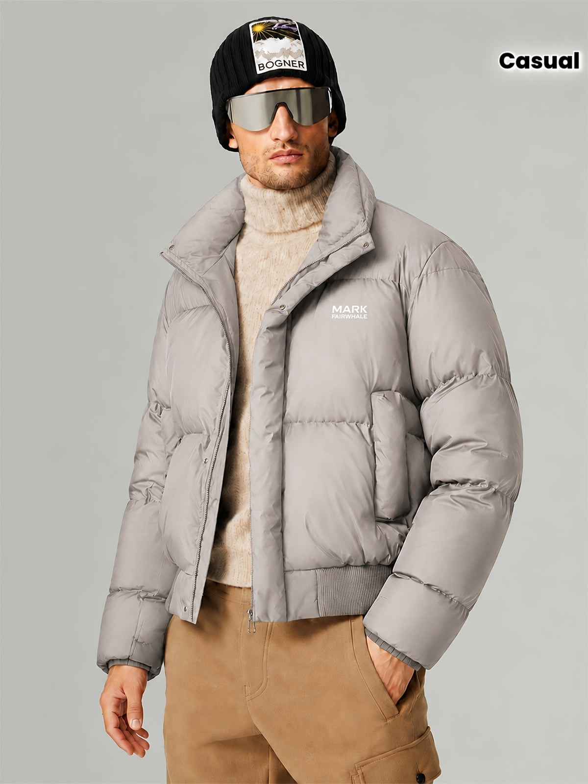 Veste matelassée pour homme, coupe-vent, à revers, noir