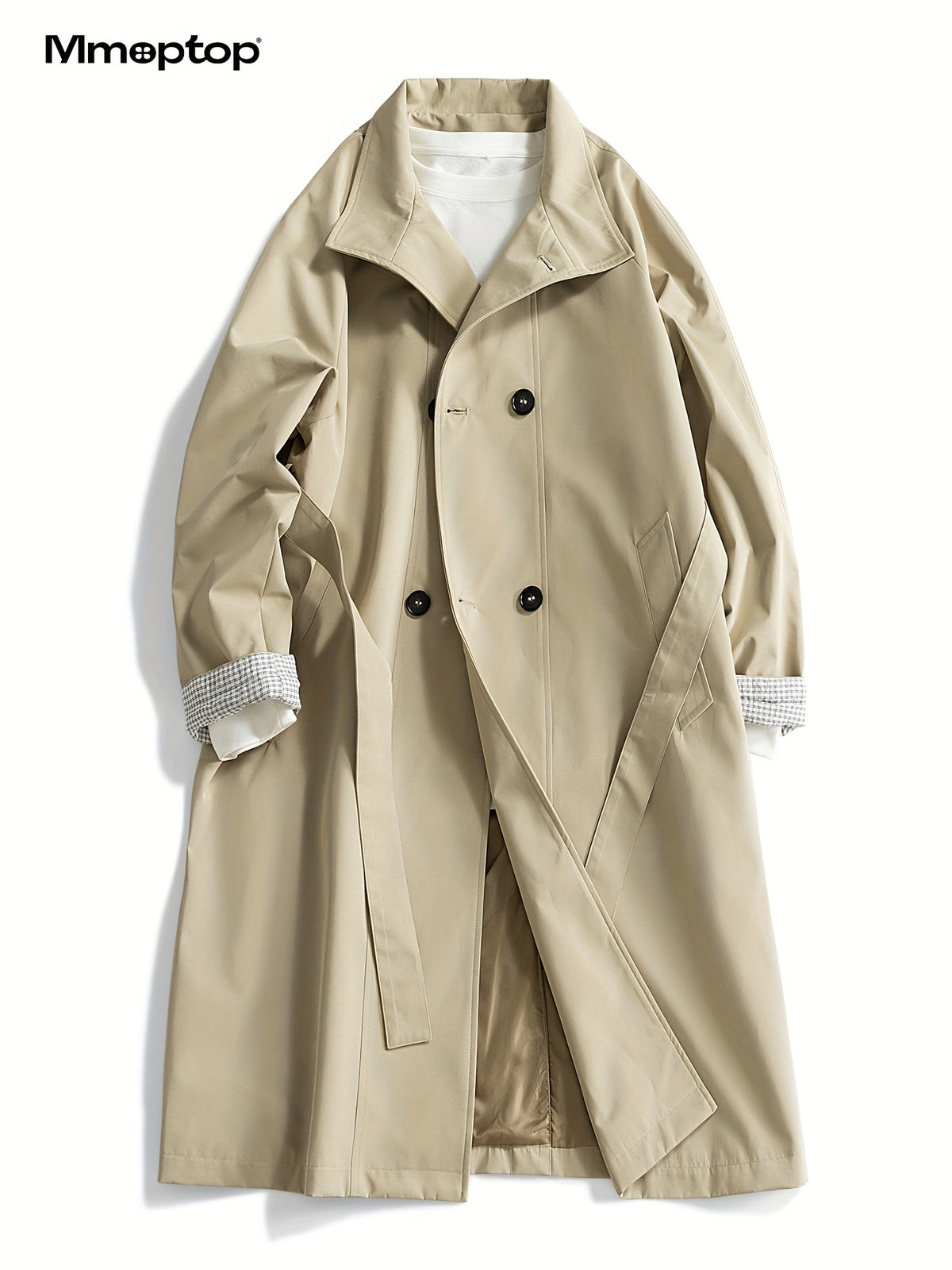 Manteau long pour homme, à col montant