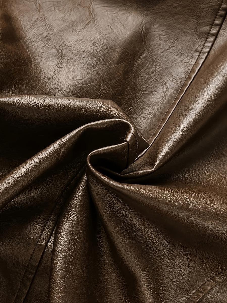 Veste en cuir PU longue, à revers, photo 16