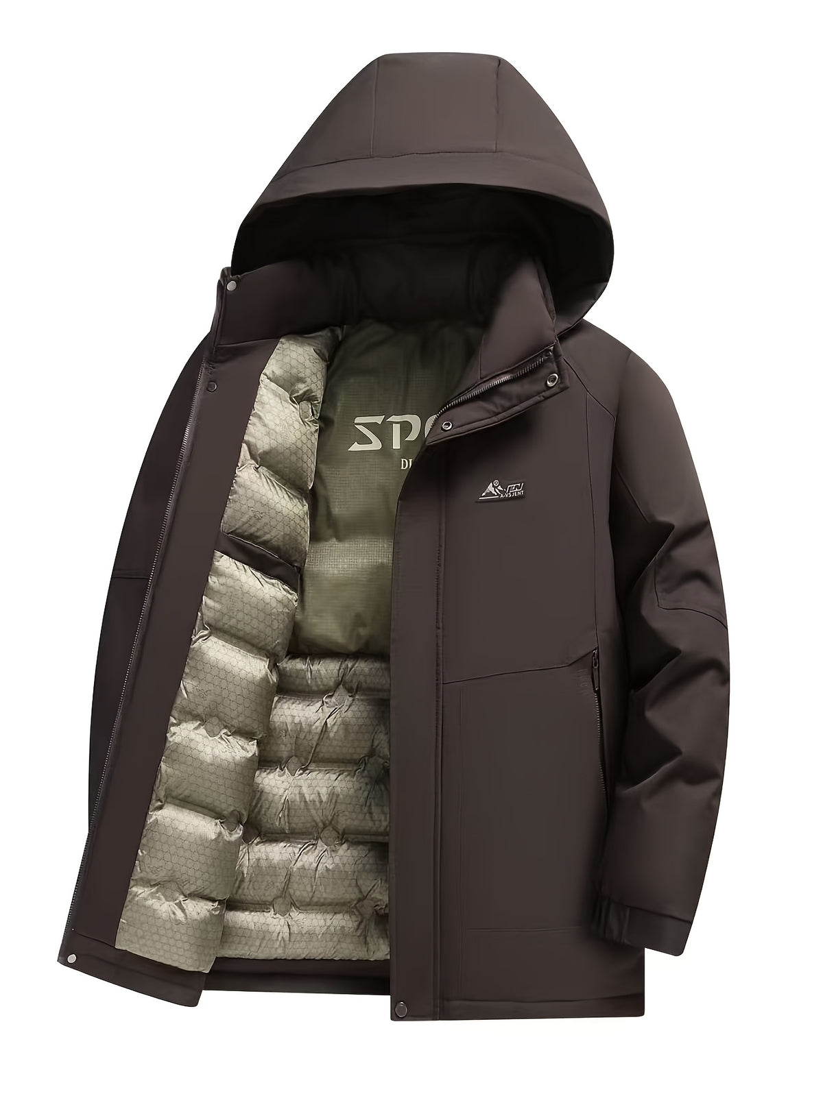 Manteau long pour homme, à capuche, café