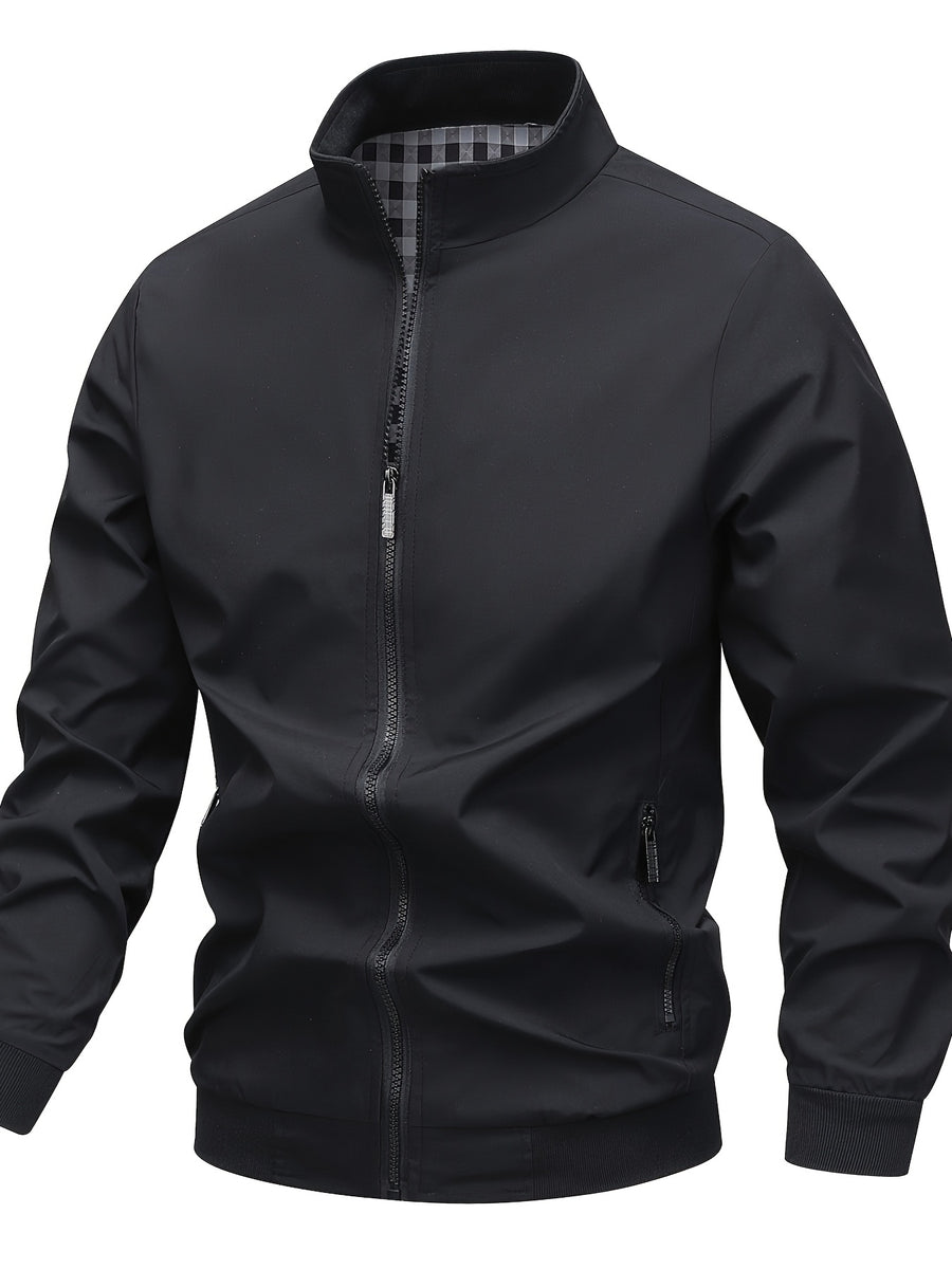Veste, à carreaux, à col montant, noir, photo 25