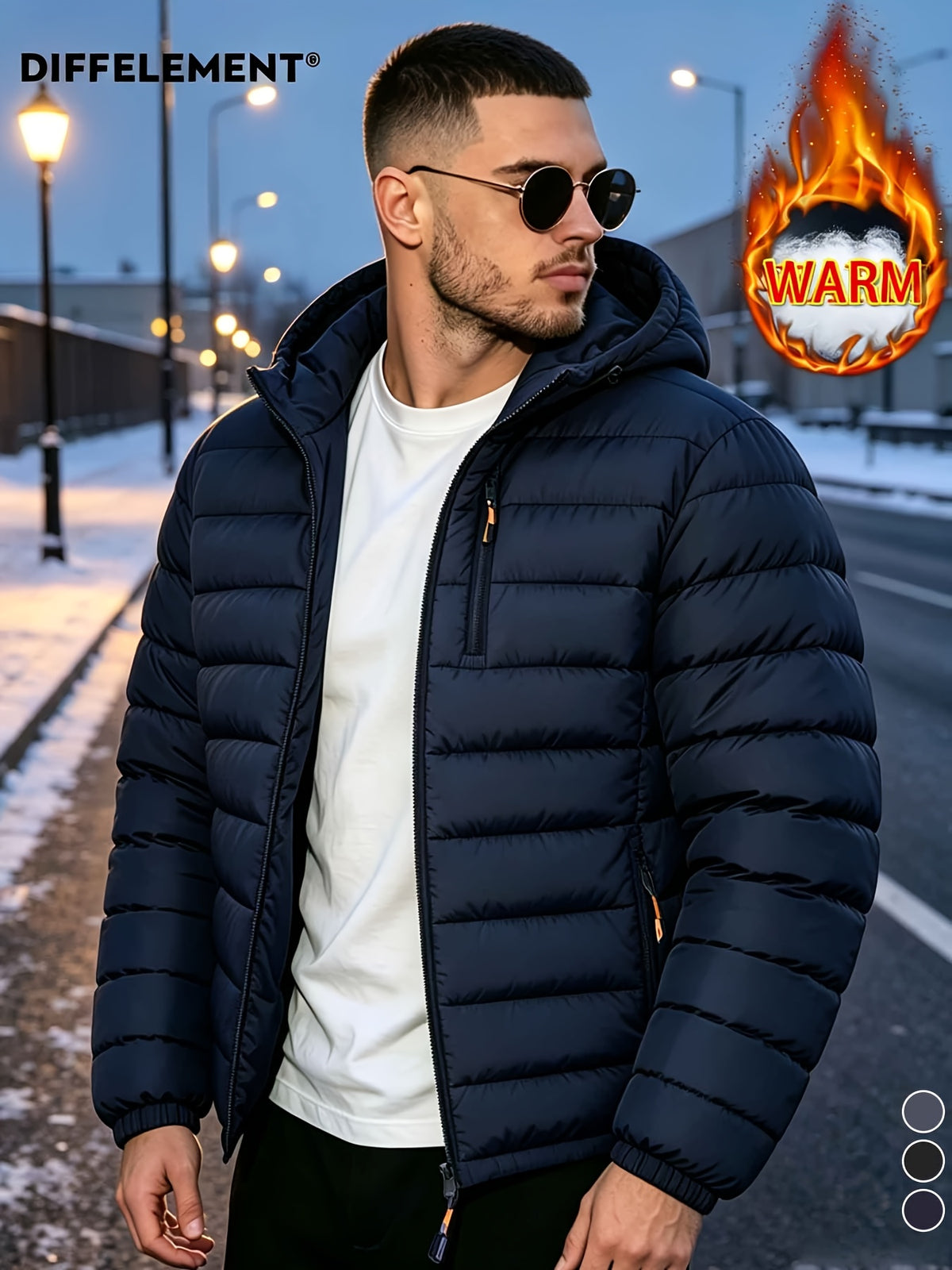 Veste pour homme, coupe-vent, à capuche, col montant