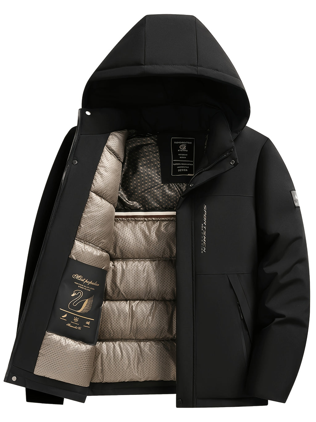 Veste pour homme, polaire, à capuche, beige