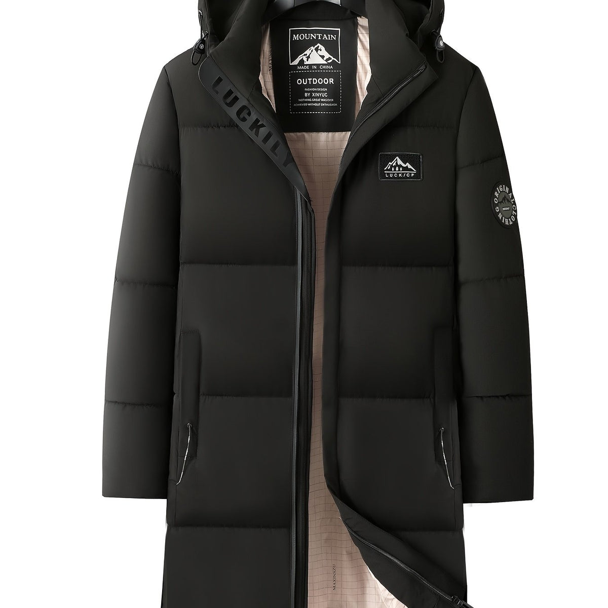 Manteau long, à capuche, noir, coloris noir Image
