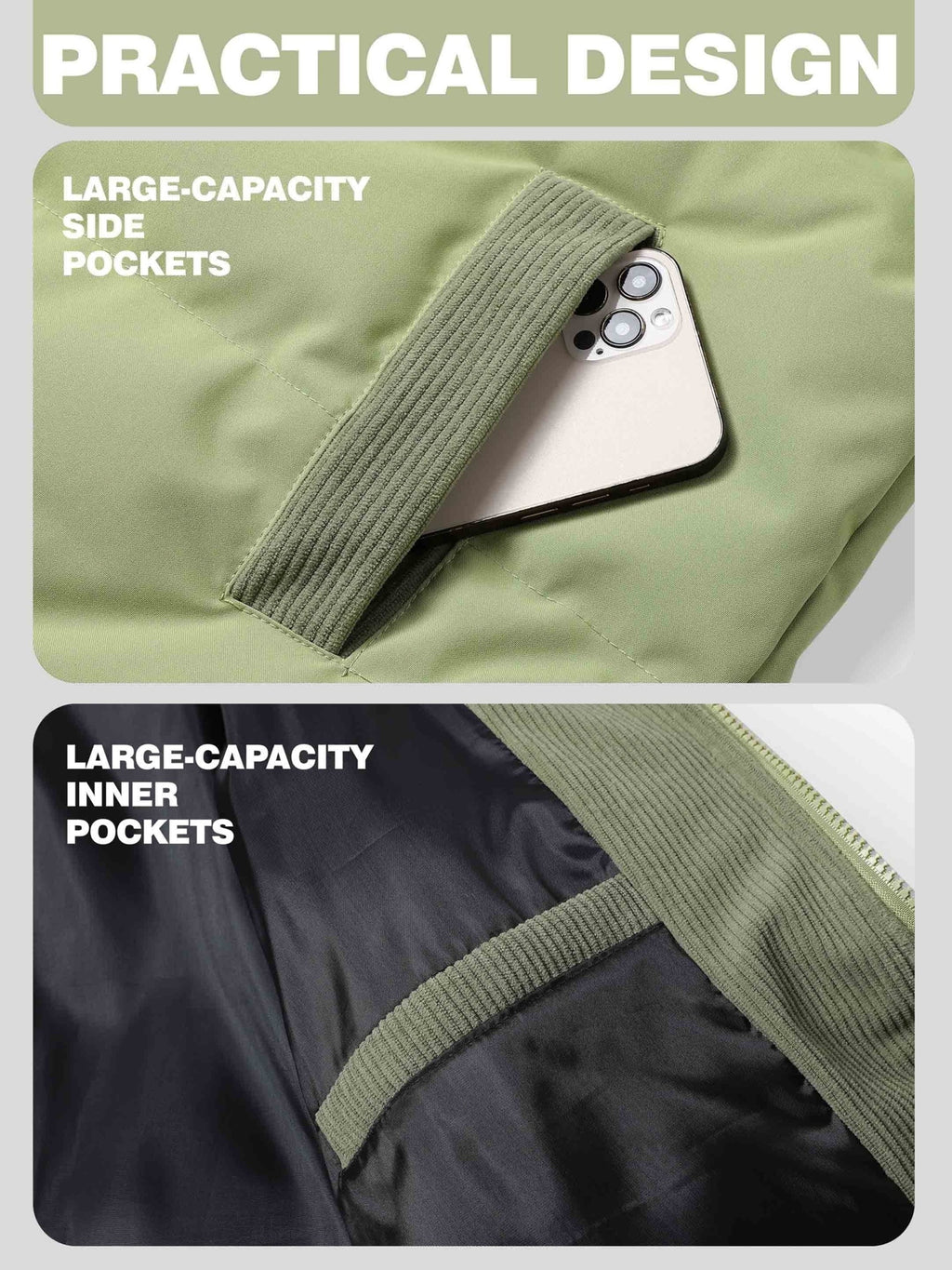 Manteau matelassé pour homme, à capuche, vert