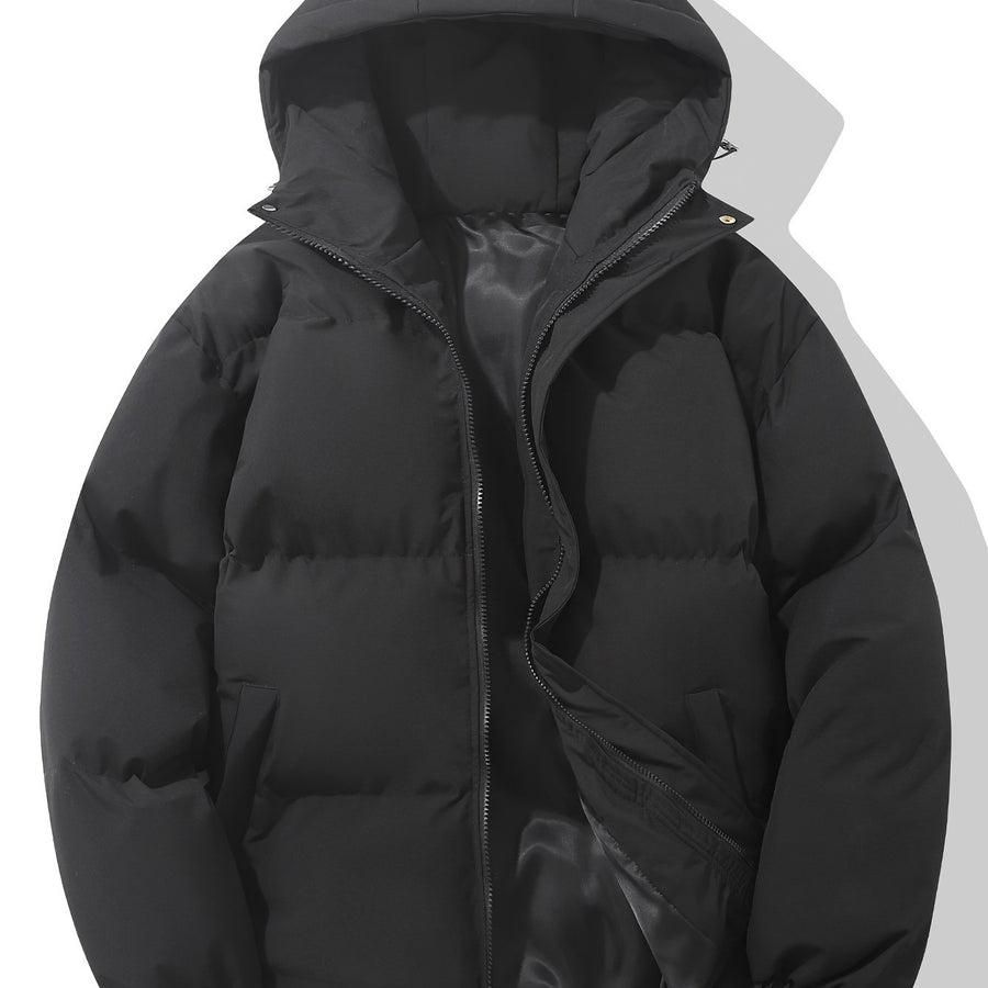 Manteau d'hiver à capuche épais, coloris noir