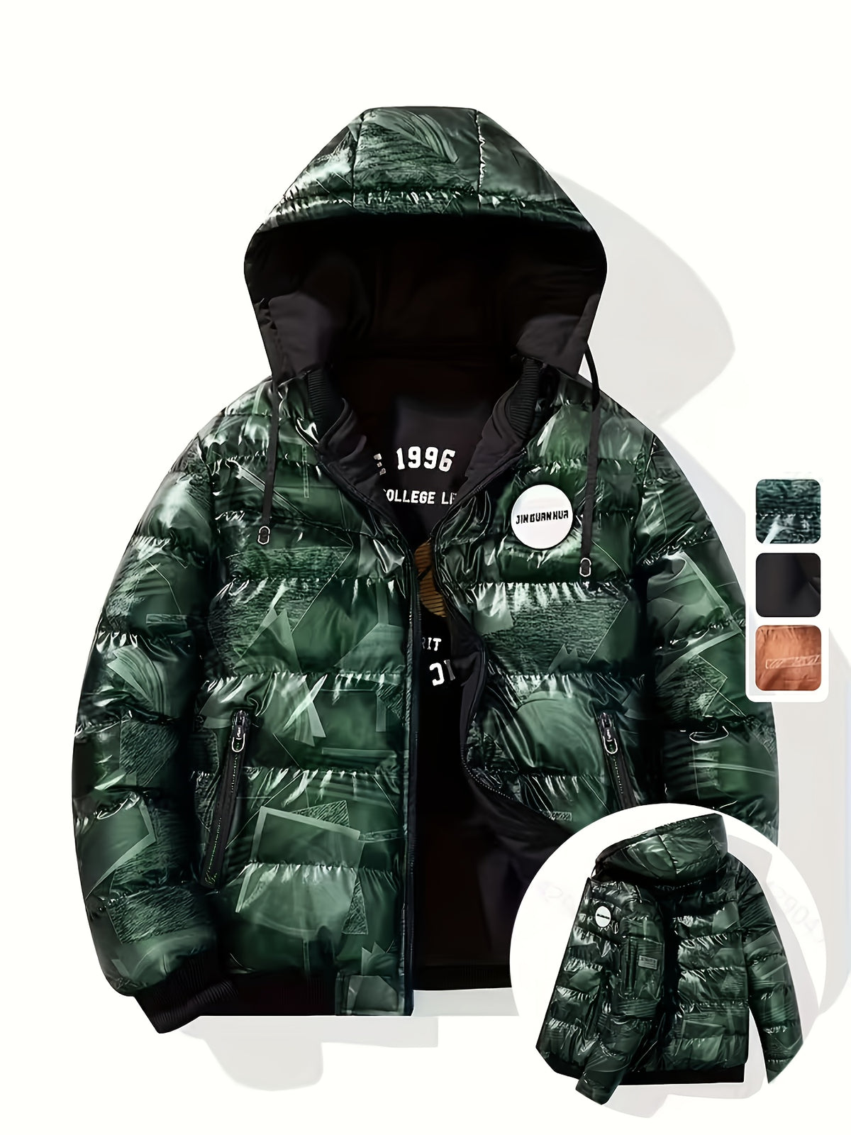 Veste pour homme, à capuche, vert