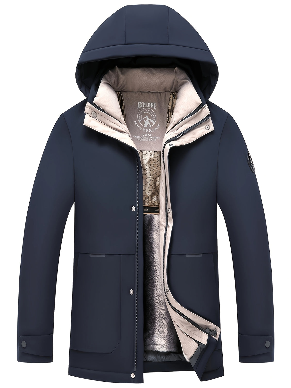 Veste matelassée long pour homme, coupe-vent, à capuche