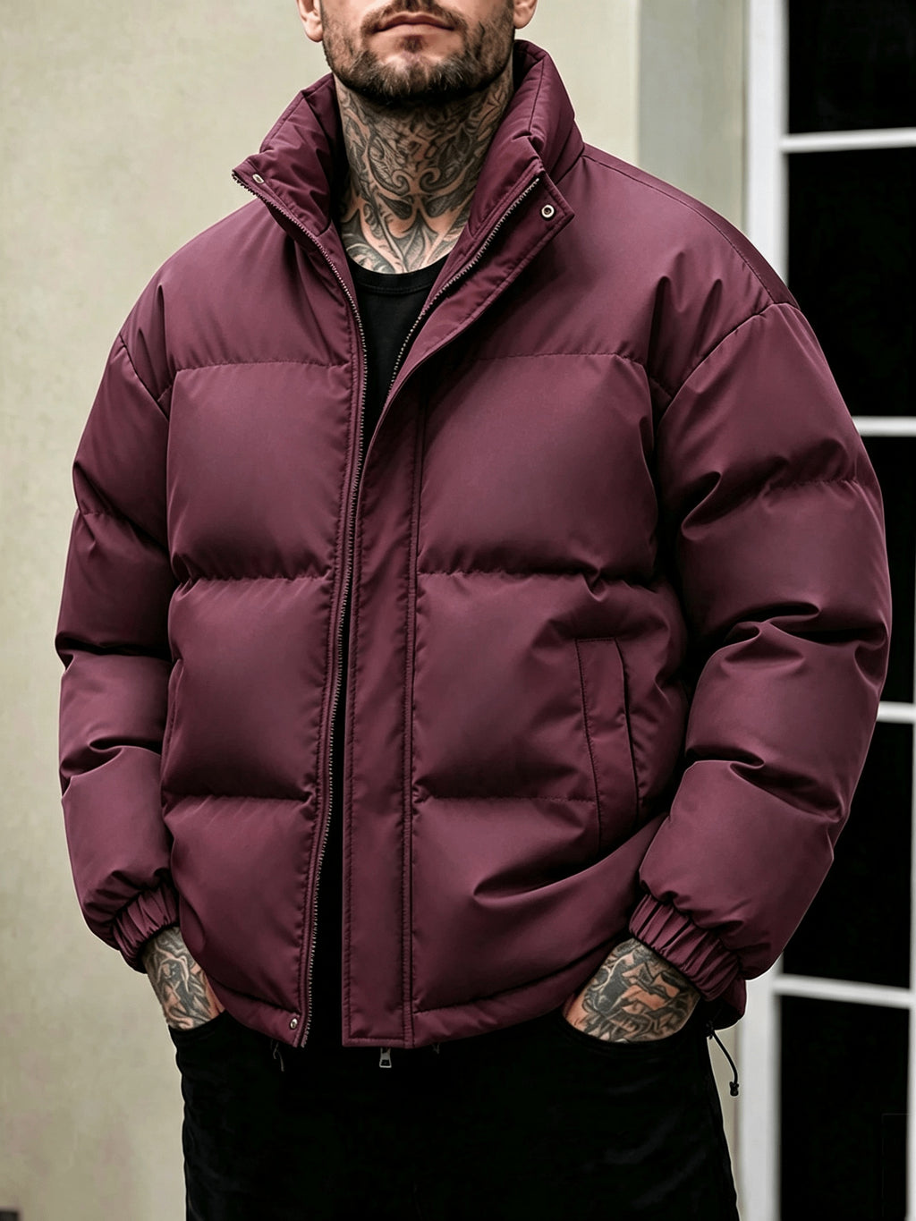 Veste pour homme, à col montant, blanc