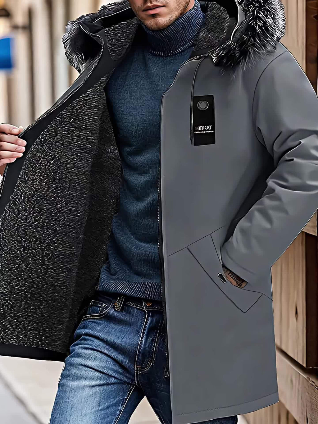 Manteau matelassé pour homme, à capuche, gris