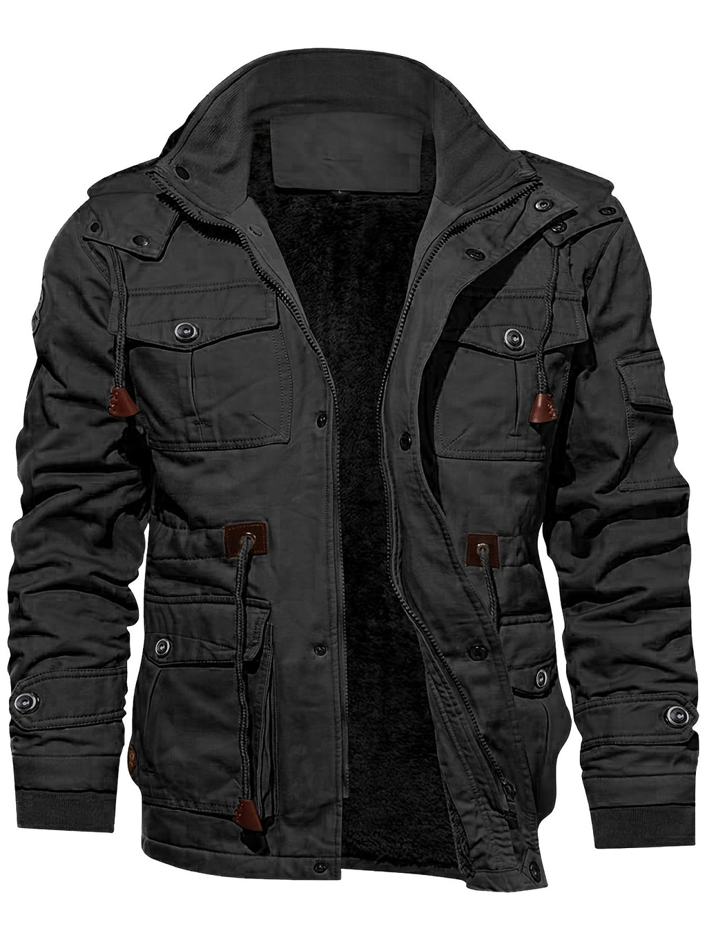 Veste pour homme, coupe-vent, à col montant, kaki