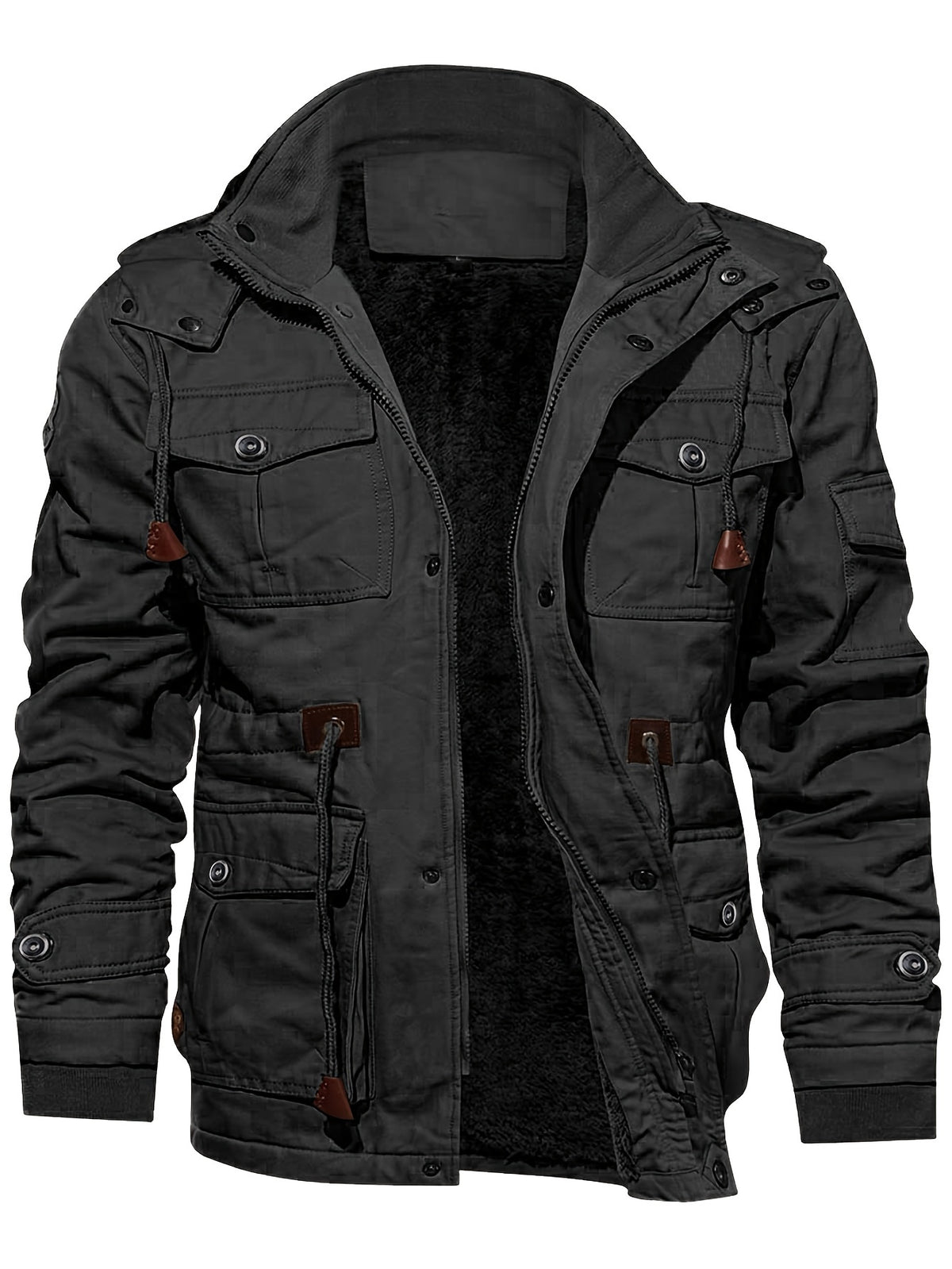 Veste pour homme, coupe-vent, à col montant, kaki