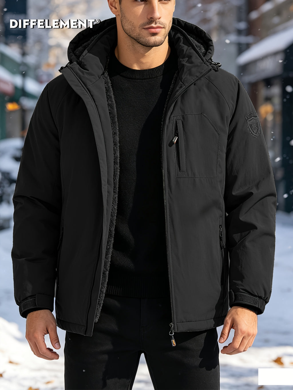 Veste pour homme, coupe-vent, à capuche, vert fougère