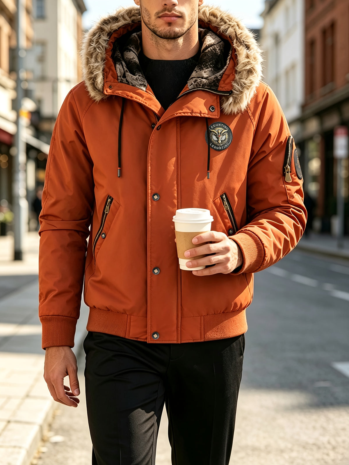 Veste pour homme, à capuche, vert foncé