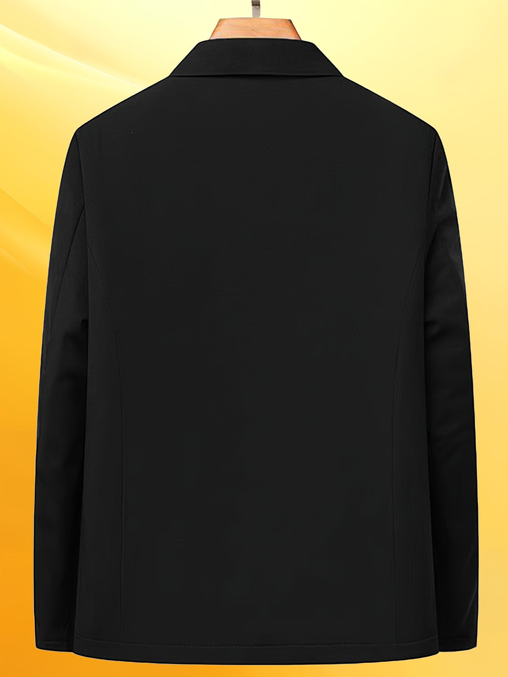 Manteau long pour homme, à revers, noir