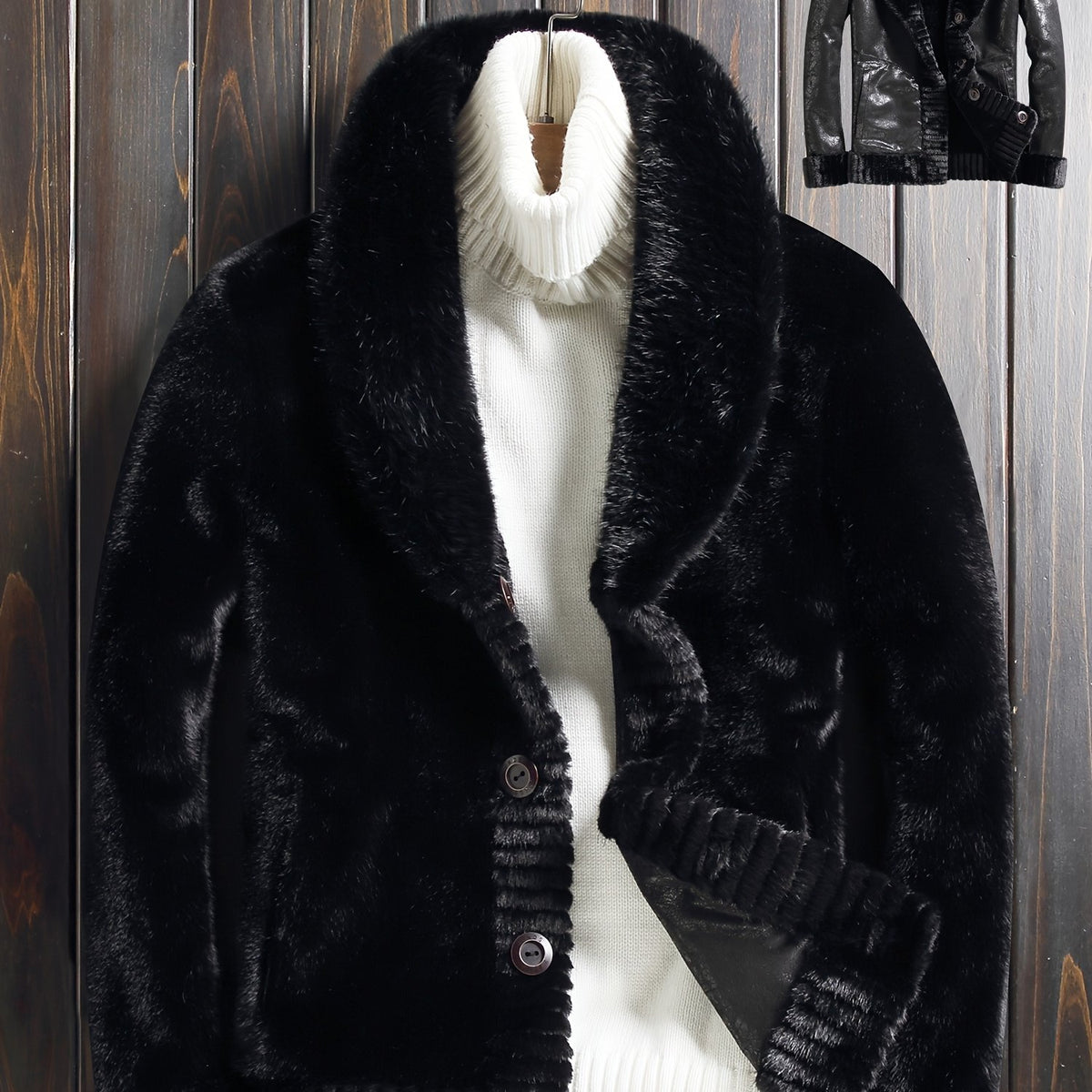 Veste en fausse fourrure longue, réversible, coloris noir Image