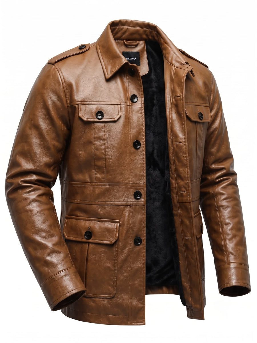 Veste en cuir PU longue, à revers, photo 13